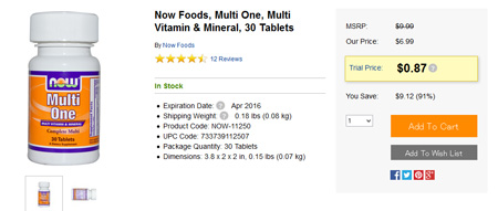 Nowマルチビタミン初回お試し0.87ドル