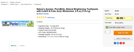 Nature's Answer歯磨き粉セール